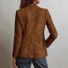 Women S Retro Suede Single Breasted Long Sleeve Jacket