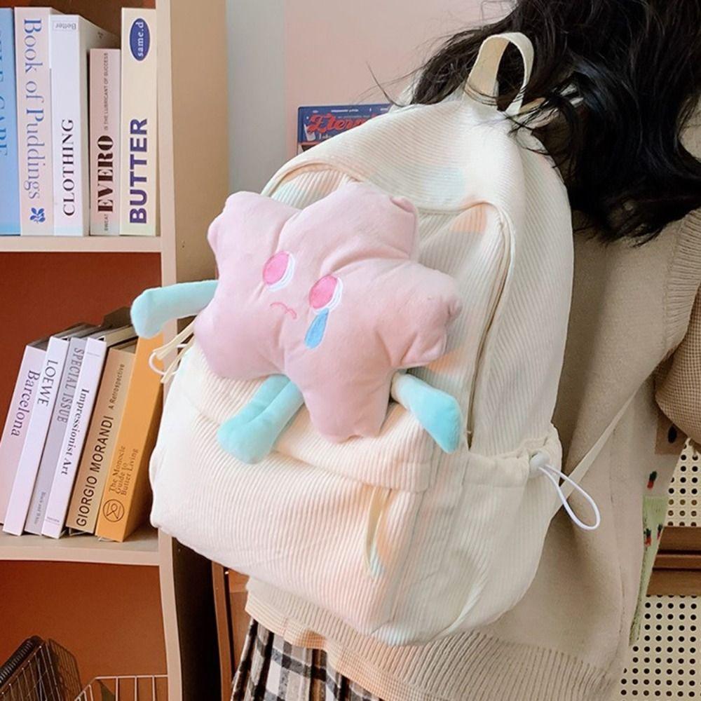 Plush Doll Corduroy Shoulders Bag Creative Student Schoolbag Sweet Plush Star Backpack  School