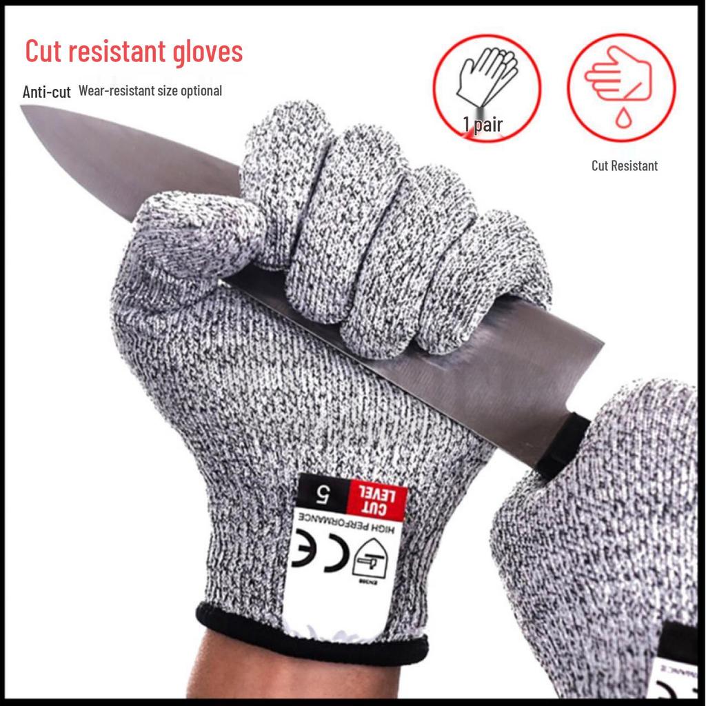 Level 5 Cut-Resistant Gloves: Food Grade, Anti-Cut, Wear-Resistant, Protective for Kitchen, Gardening, Fishing