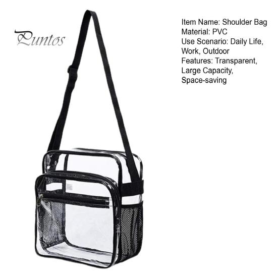 Crossbody Pouch Shoulder Bag Transparent Large Capacity Two Compartments Adjustable Strap Separate Handbag Pockets Storage Portable Outdoor