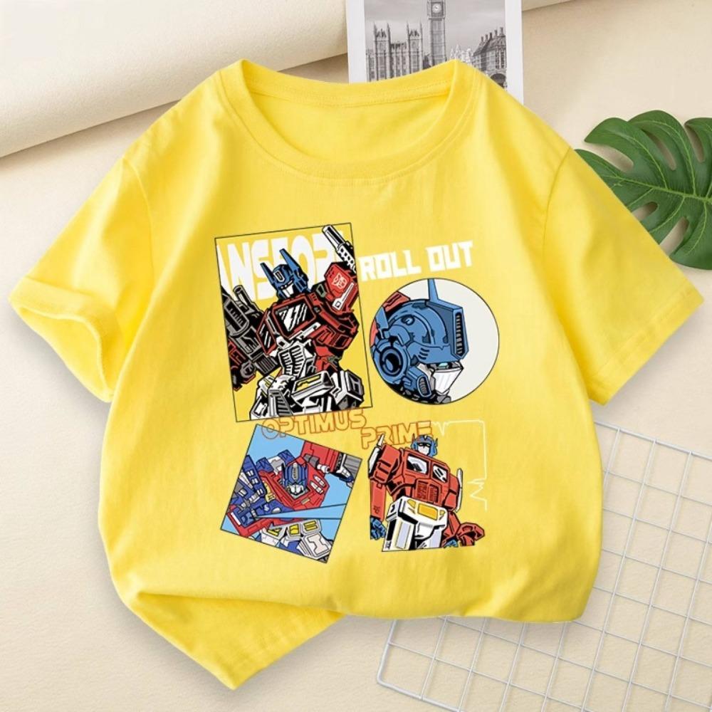 2026 Summer Cotton Versatile Breathable Cool Parent Child Wear Transformers Autobots Attack Cartoon Printed Children's T-shirt