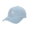 NY Heart Soft Top Denim Baseball Cap with Embroidered Lettering and Large Brim