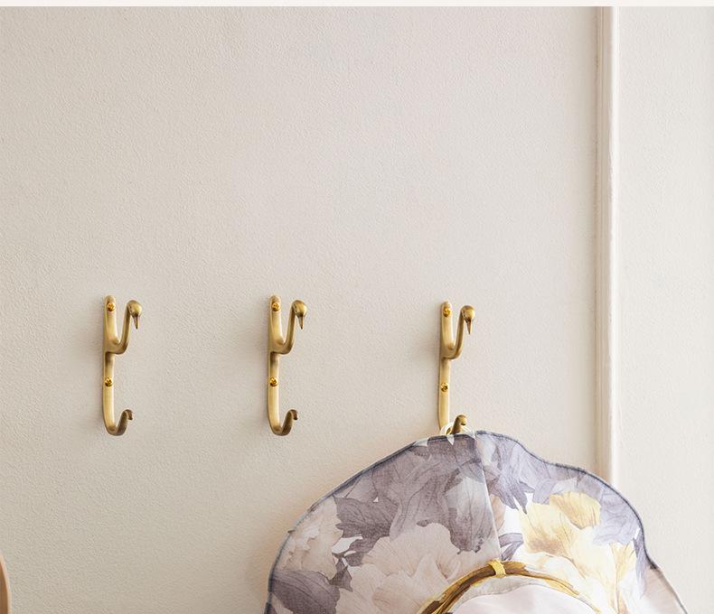 Creative Nordic Swan Brass Coat Hook for Bedroom or Entryway