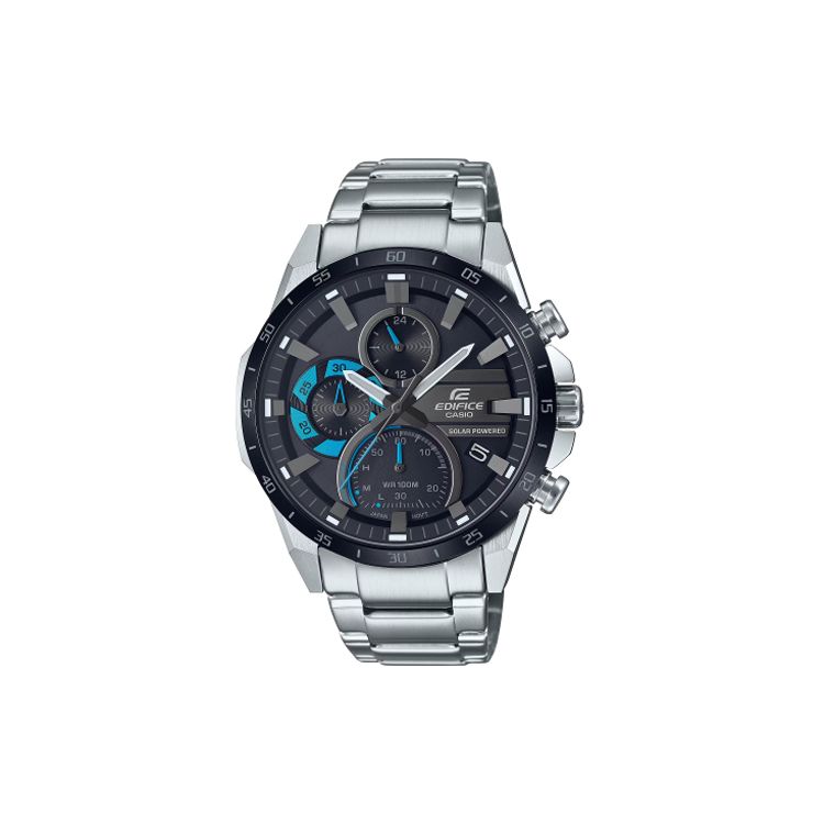 Casio Analog Solar Quartz Movement Stainless Steel Watch Men watches Black EQS-940DB-1BV Black Dial