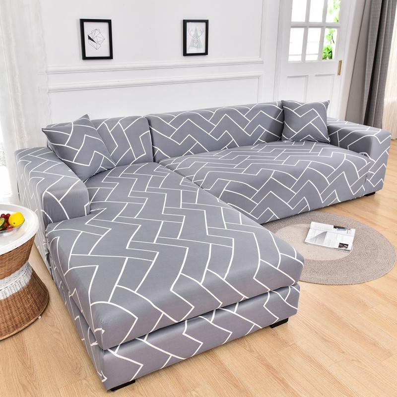 Geometric Elastic Sofa Cover Slipcovers L-Shaped Corner Sofa Couch Cover Armchair Sofa Cover 1/2/3/4 Seater for Living Room 1PC