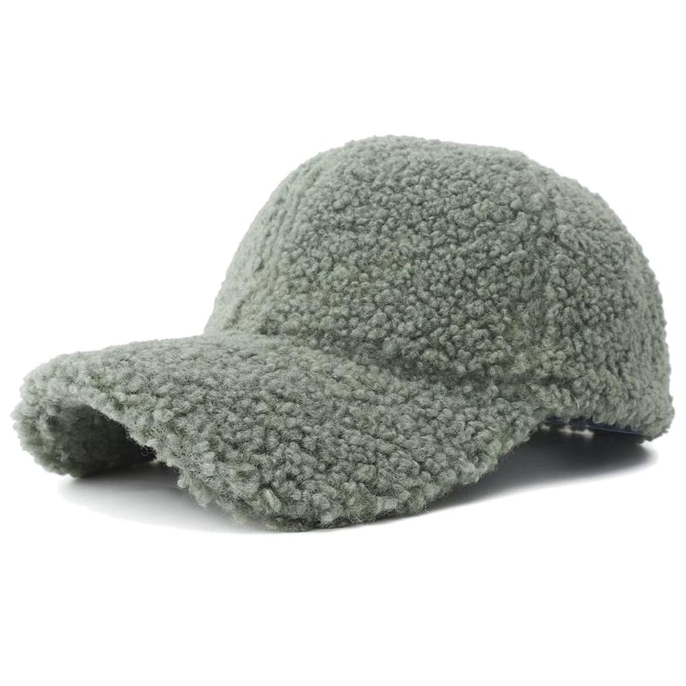 New Solid Color Artificial Lamb Wool Baseball Cap Plush Snapback Hat Autumn Winter Keep Warm Dad Hats For Women Men Sunshade