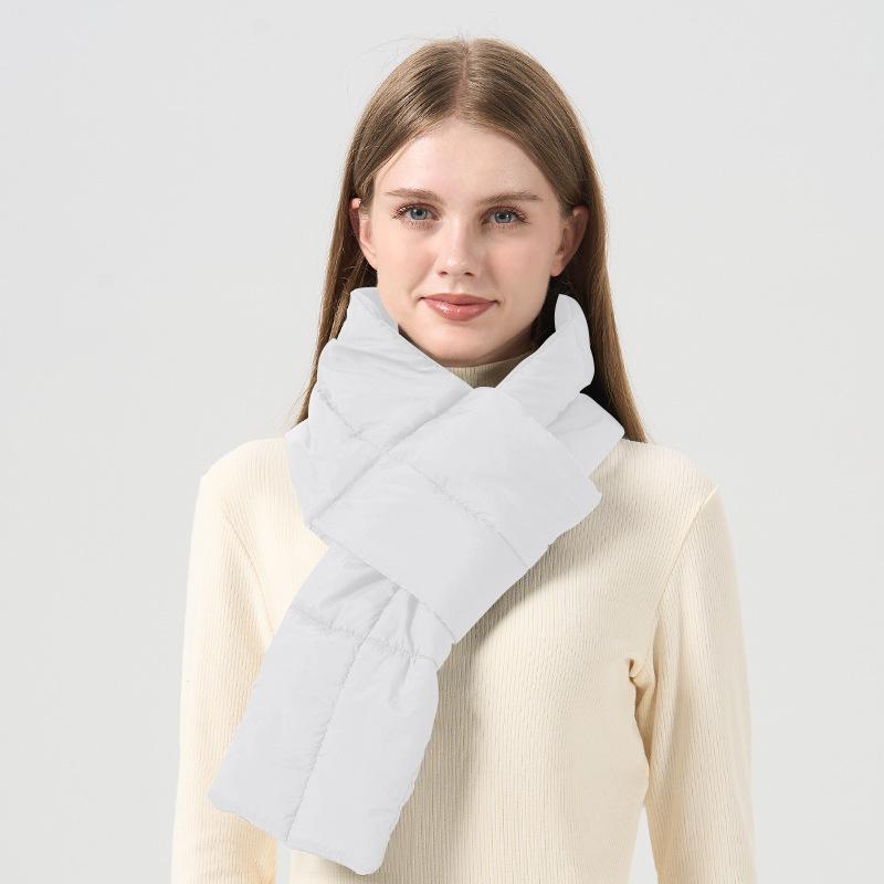 Autumn and Winter Portable Warm Scarf for Women Outdoor Cold Proof Scarf for Men Korean Style Windproof Neck Protection Solid Color Down Scarf