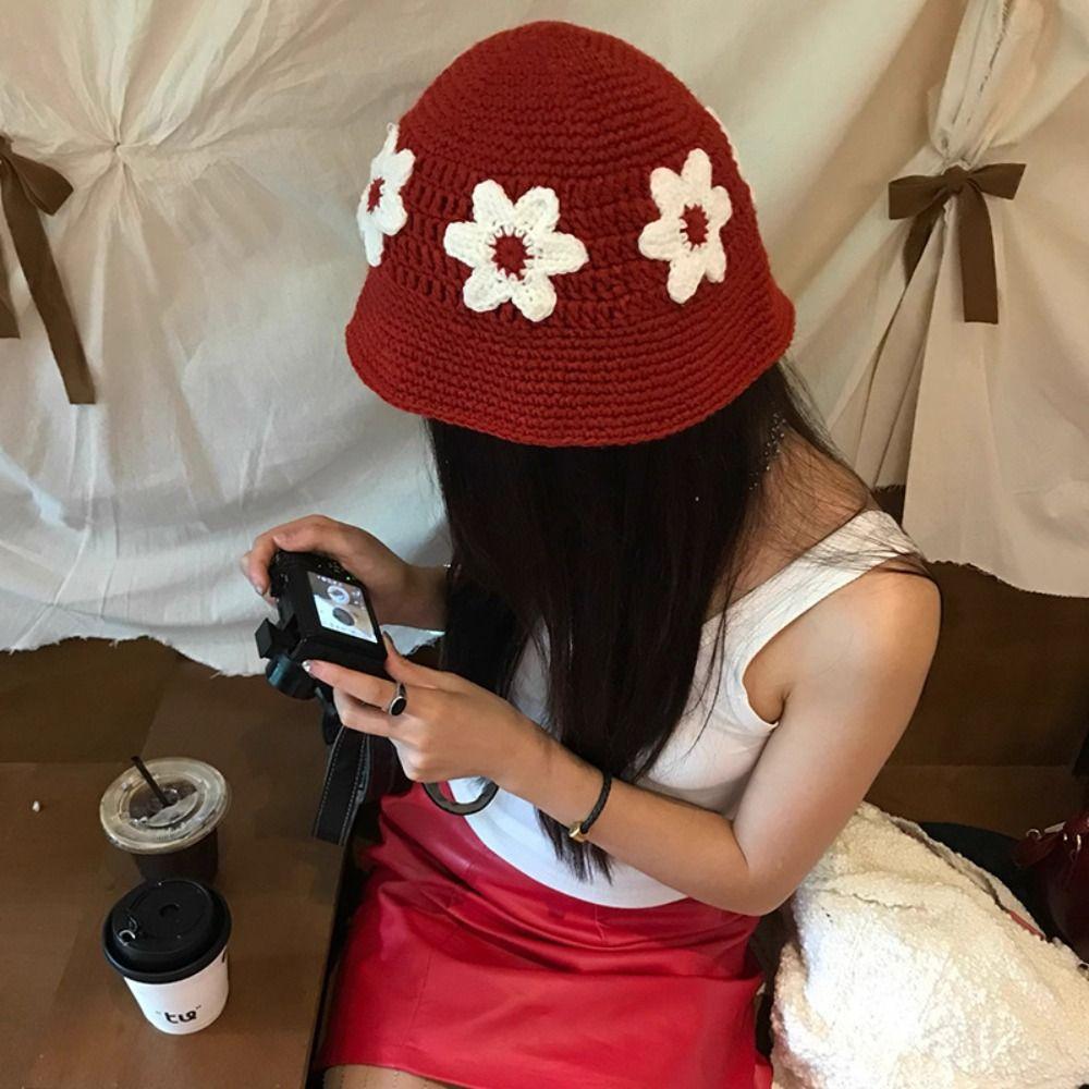 Korean Style Beanies Hat Handmade Bucket Hat Retro Women's Fisherman Hat  Girls