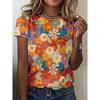 Fun Plants Pattern T Shirt For Women Colorful Flowers 3D Printed Short Sleeves Tees Summer