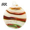 Weatherproof Decorative Sphere for Patio Hand-Blown Glass Round Disc Ornament, Christmas Tree Hanging Decoration with Colorful Spiral