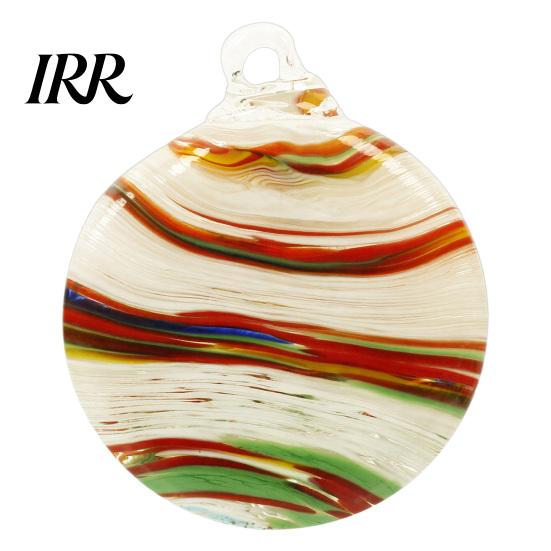 Weatherproof Decorative Sphere for Patio Hand-Blown Glass Round Disc Ornament, Christmas Tree Hanging Decoration with Colorful Spiral