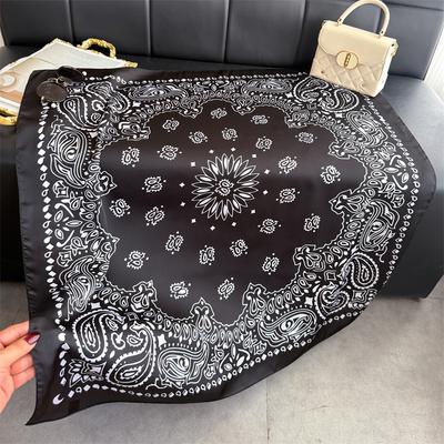 Spring and Summer Cashew Nut Simulation Silk High-end Square Scarf Silk Scarf Printed Shawl Versatile Scarf Sunscreen Scarf Headscarf Scarf