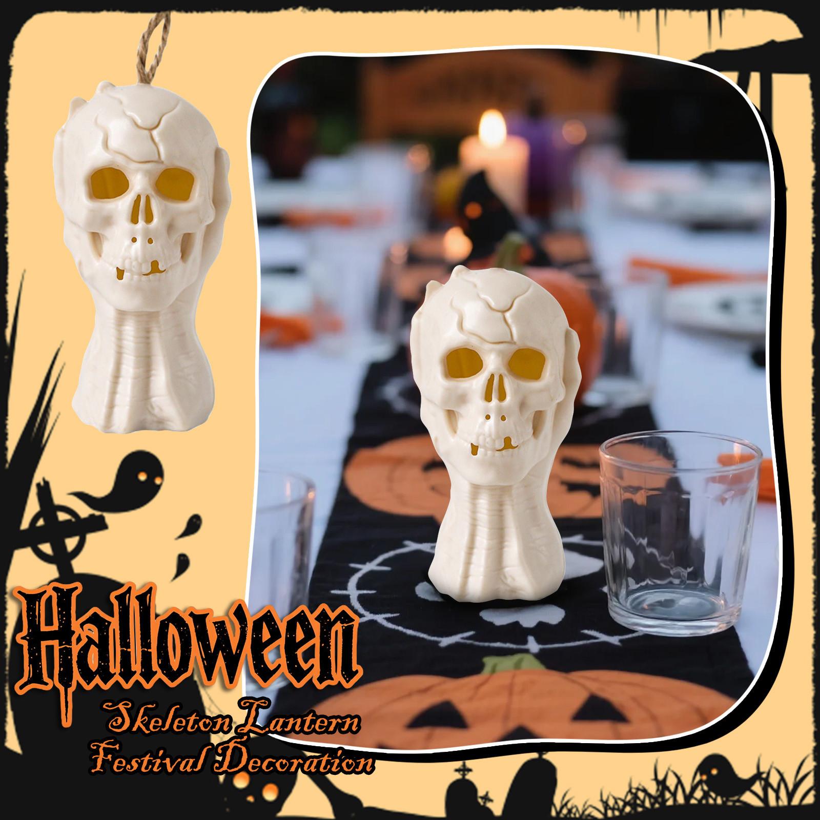

Halloween Skulls Lamp Product Holiday Decoration Props Hand Grabbing Head Lamp LED Electronic Candle Lamp Table Decoration One Size