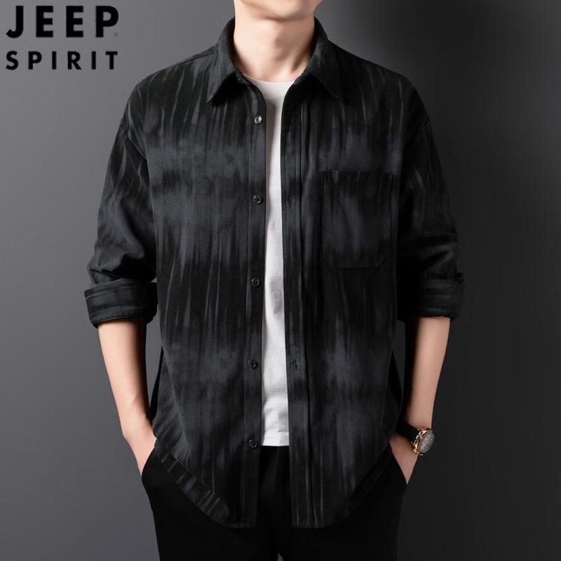 JEEP SPIRIT Men s Retro Loose Long Sleeve Shirt Jacket L
