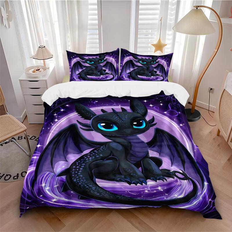 Magical Dragon Flight Print 3Pcs Bedding Setduvet Cover With 2 Bedropillowcase Home Birthday Gift
