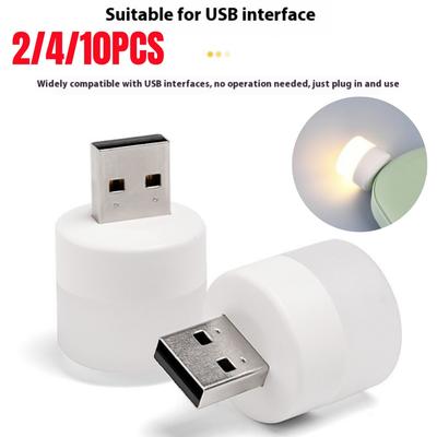 2/4/10 Peças Luz Noturna USB LED Branco Quente Lâmpada Plug-In Portátil Luz de Ambiente Doméstico Economia de Energia Luz Noturna de Leitura