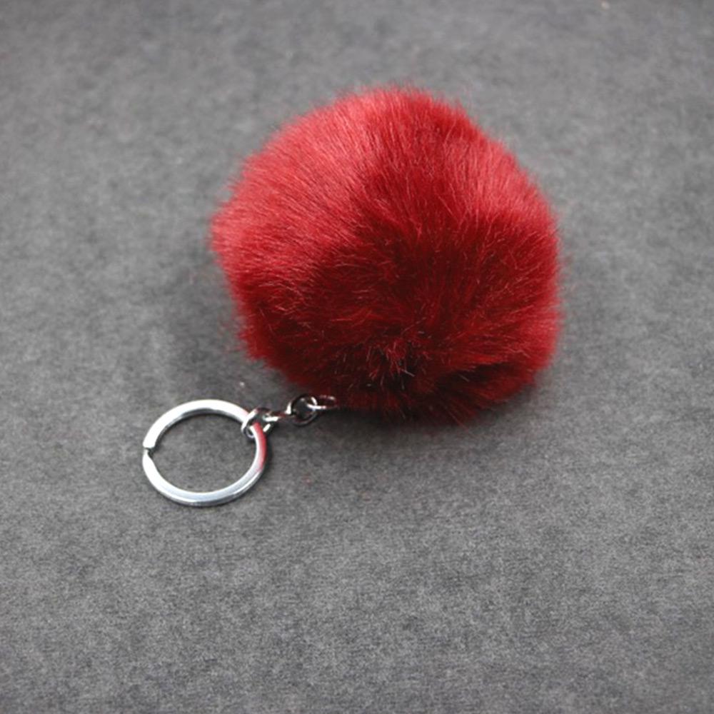 

Милий помпон, барвистий пухнастий кульковий брелок, підроблений брелок з хутром кролика. Милі жіночі модні прикраси 23