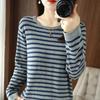 Rolled-edge Round-neck Pure Cotton Jersey Sweater, A Simple and Form-fitting Junior-style Base Layer Shirt