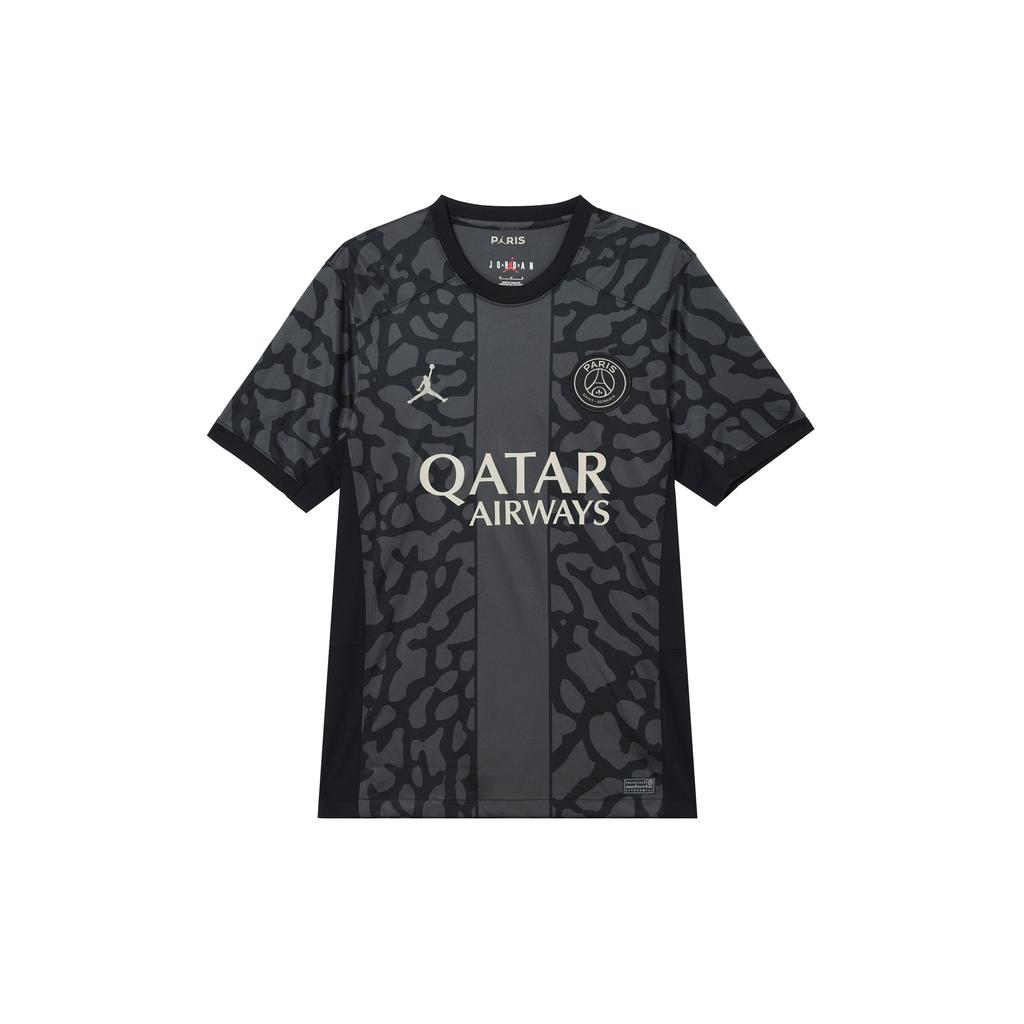 Jordan Paris Saint-Germain Collaboration SS24 Quick-Dry Straight-Cut Short Sleeve Football Shirt Men Tops Dark-Grey DX9823-069