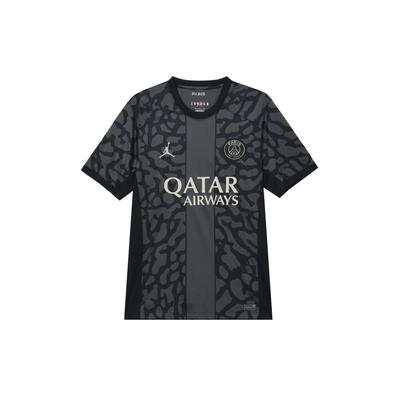 Paris Saint-Germain İşbirliği SS24 Hızlı Kuruyan Düz Kesim Kısa Kollu Futbol Tişörtü Erkek Üst Giyim Koyu Gri DX9823-069