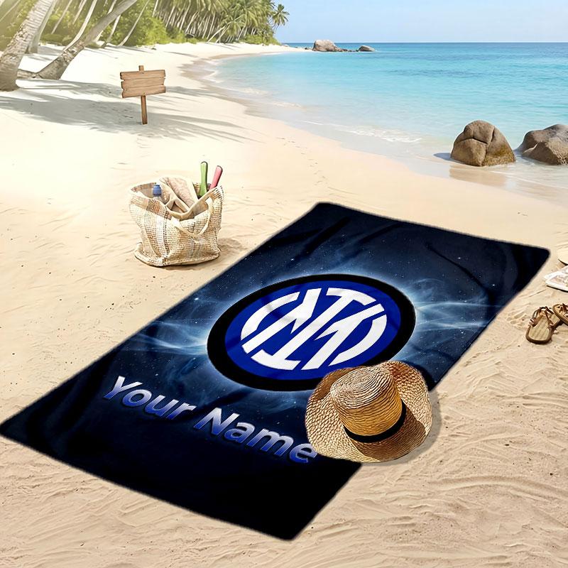 Inter Mailand Personalisiert Bedrucktes Strandtuch Fußballlogo Unterstützung Benutzerdefinierter Name Text Absorptionsfähiges Handtuch Für Sport Reisen Besonderes Geschenk