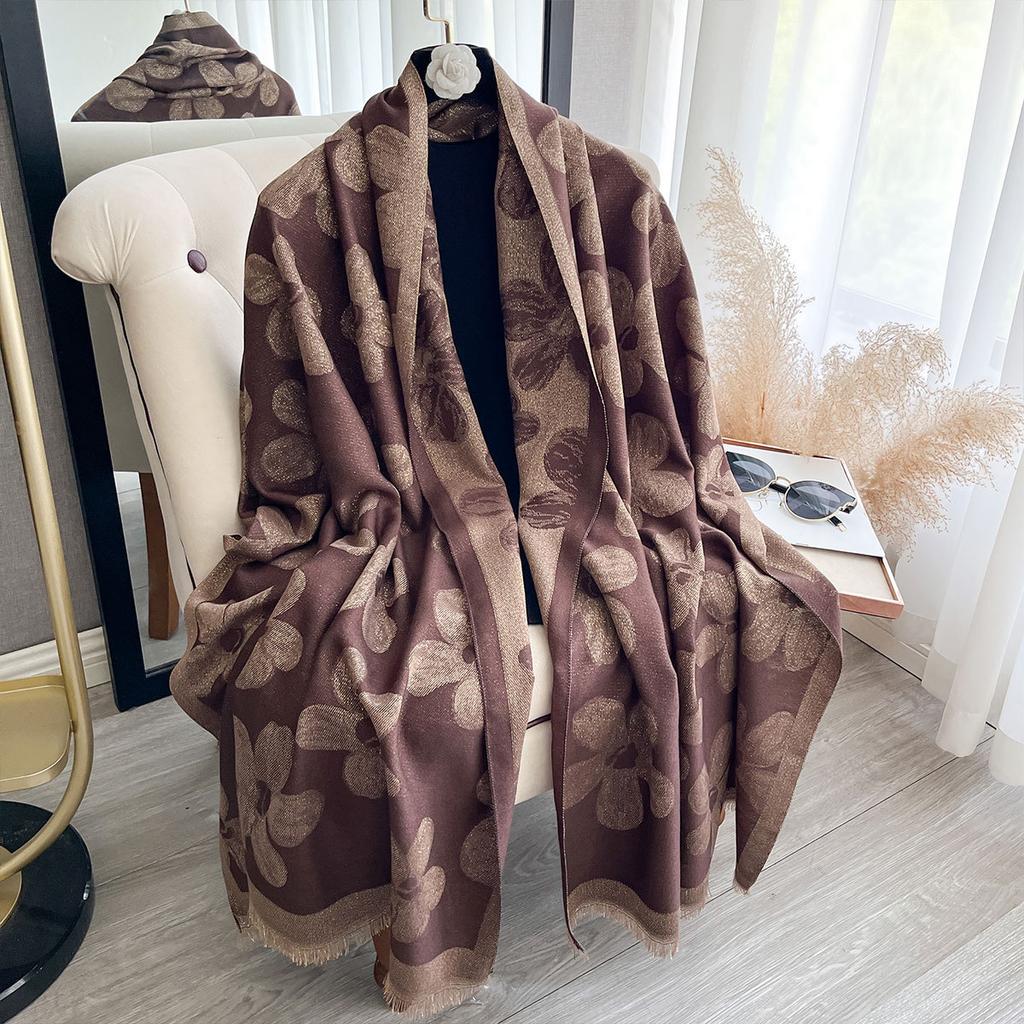 Trend Gold Thread Imitation Cashmere Thin Double-Sided Shawl Fashion Internet Celebrity Big Brand Scarf Of The Same Style