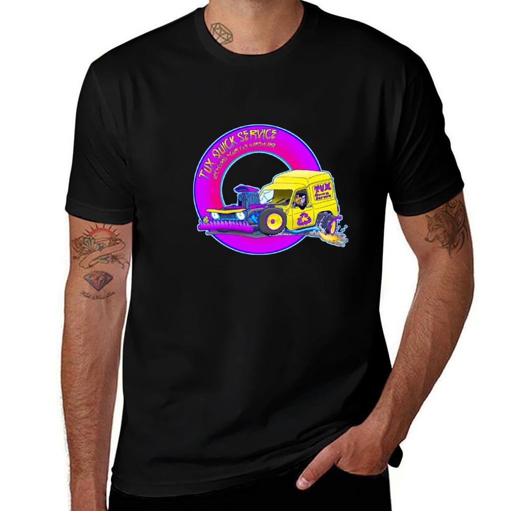Tux Hot Rod TShirt Quick Dry Sports Short Sleeve Tee