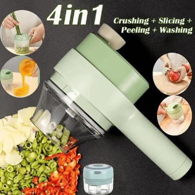 4-in-1-Multifunktions-Elektro-Gemüseschneider, Mini-Handheld, kabellos, Knoblauch-Schlammstampfer, Zwiebel-Pfeffer-Mixer, Allesschneider, Küchenwerkzeug