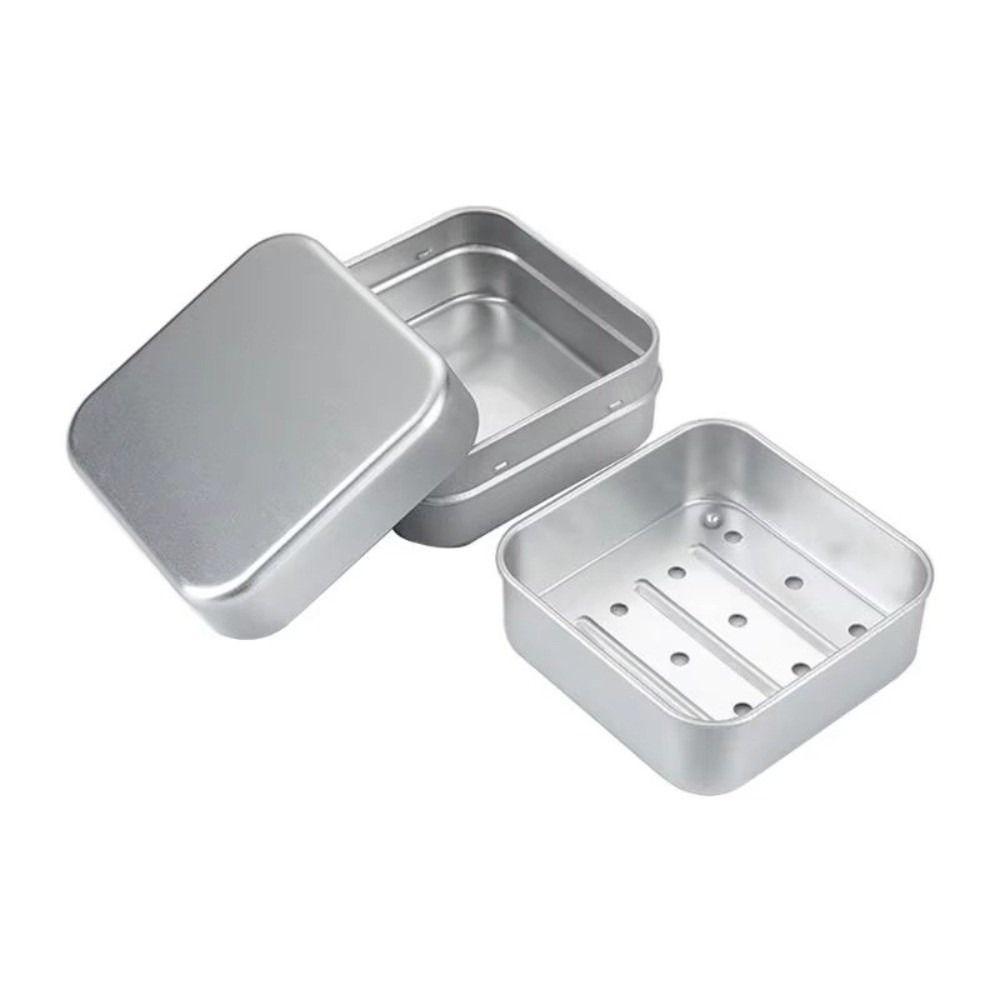 Portable Aluminum Drain Box Double-layer Travel Water Filter Soap Box Square Storage Container