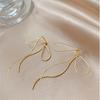 Fashionable Bowknot Earrings Vintage Long Tassels Bow Drop Earrings Simple Line Ear Studs Dangle Eardrop Party Jewelry