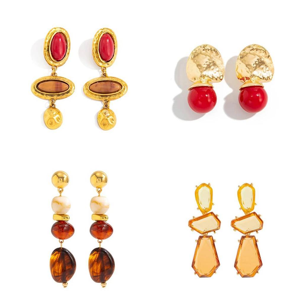 Salircon Set da 7 Pezzi Nuovi Orecchini a Goccia Geometrici in Resina Vintage Gioielli per Orecchie Femminili Regalo per Feste Banchetti
