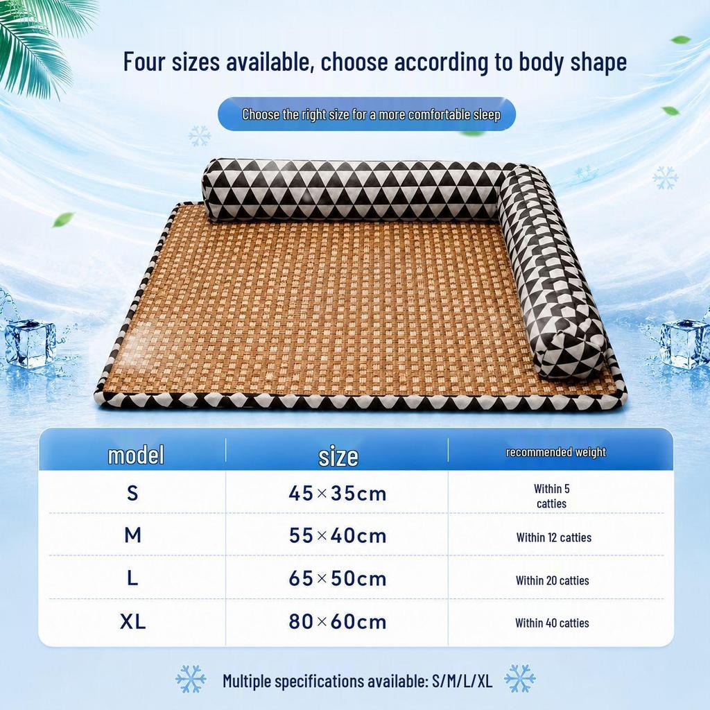Rattan Woven Cooling Cat & Dog Bed - Universal Pet Mat for Small to Medium Breeds
