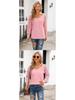 New Women's Patchwork Long Sleeve Striped Casual Loose Top