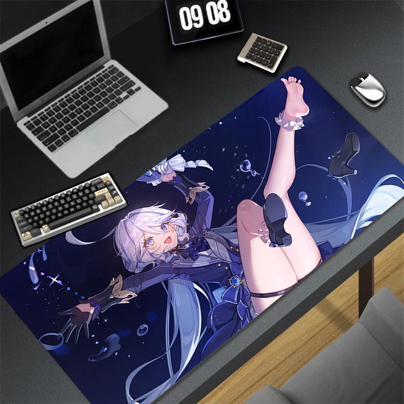 Genshin Impact Furina Anime Game Mouse Pad Kawaii Gaming Accessories Large NonSlip Keyboard Mat For Pc Laptop Office 900x400