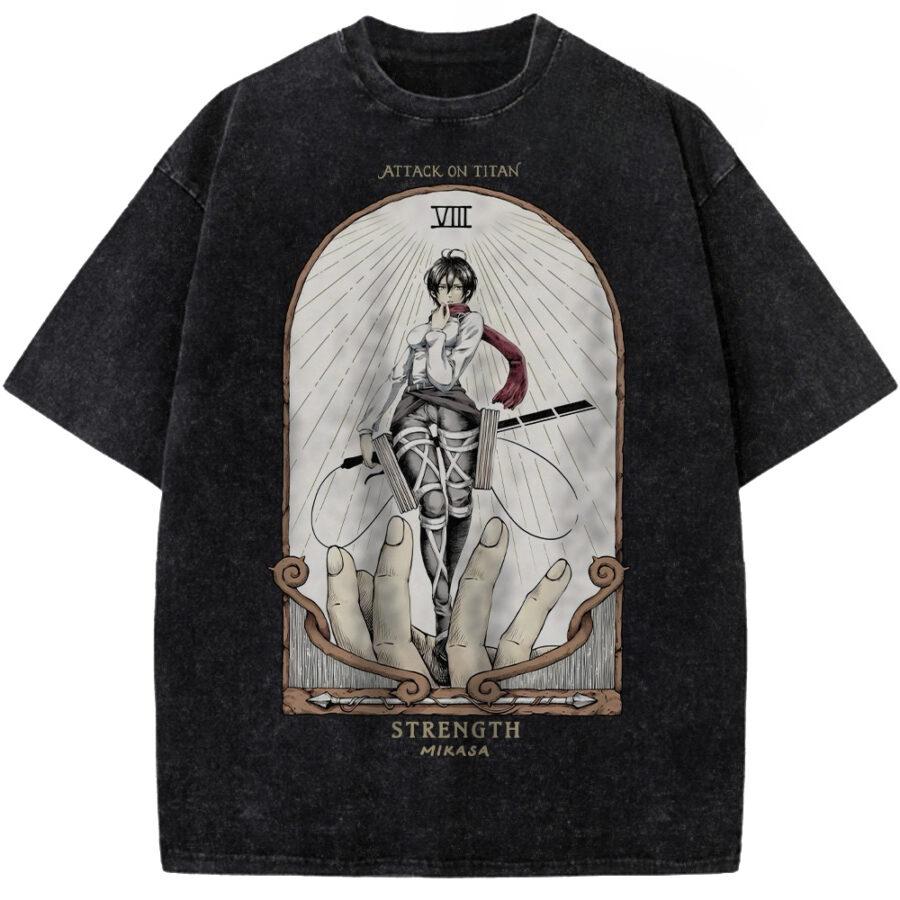 Attack On Titan Mikasa AckermanGraphic Tshirt Men Women Clothing Short Sleeve Cotton T-shirts Washed Tee Harajuku Male T Shirt