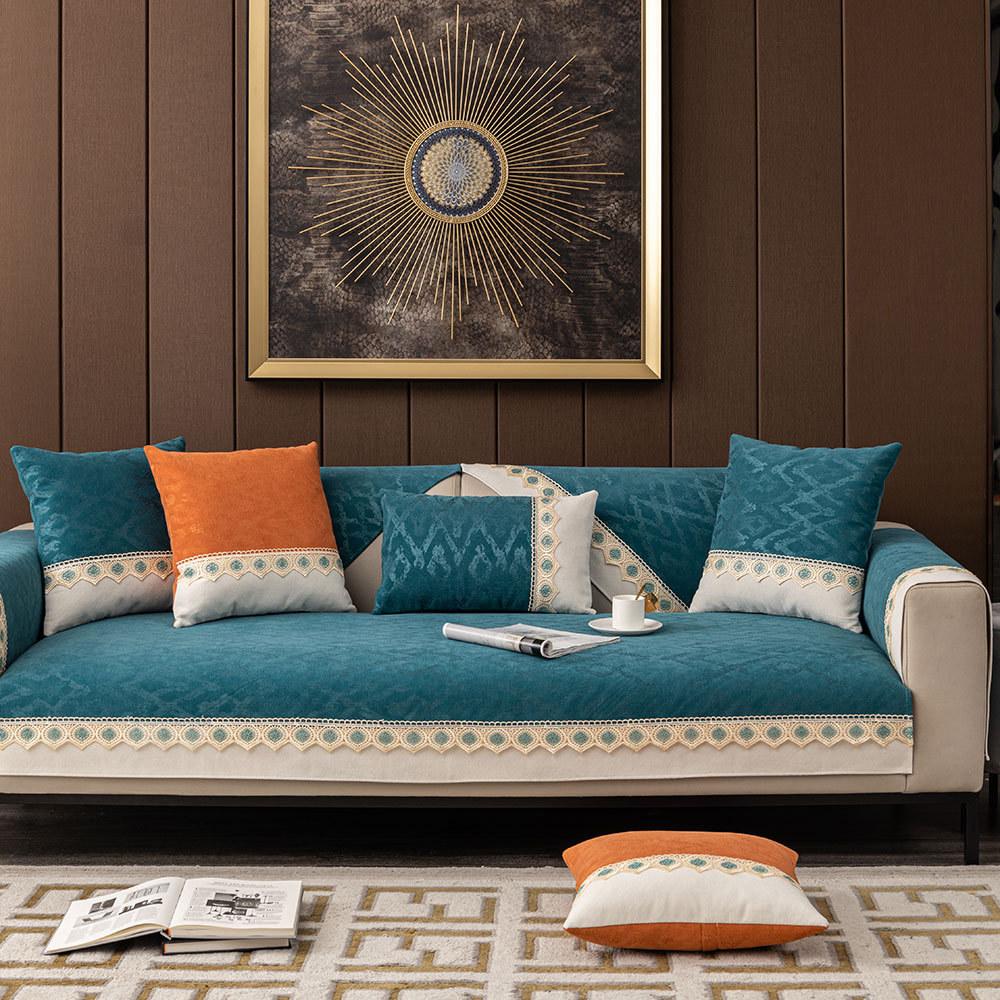 

Стильный синельный кружевной чехол для дивана, 4, 5-местный, нескользящий чехол для кресла, декоративные секционные чехлы для дивана, дропшиппинг Cushion cover45x45cm