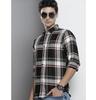 Men's Slim Fit Checkered Full Sleeves Spread Collar Premium Cotton Casual Shirt