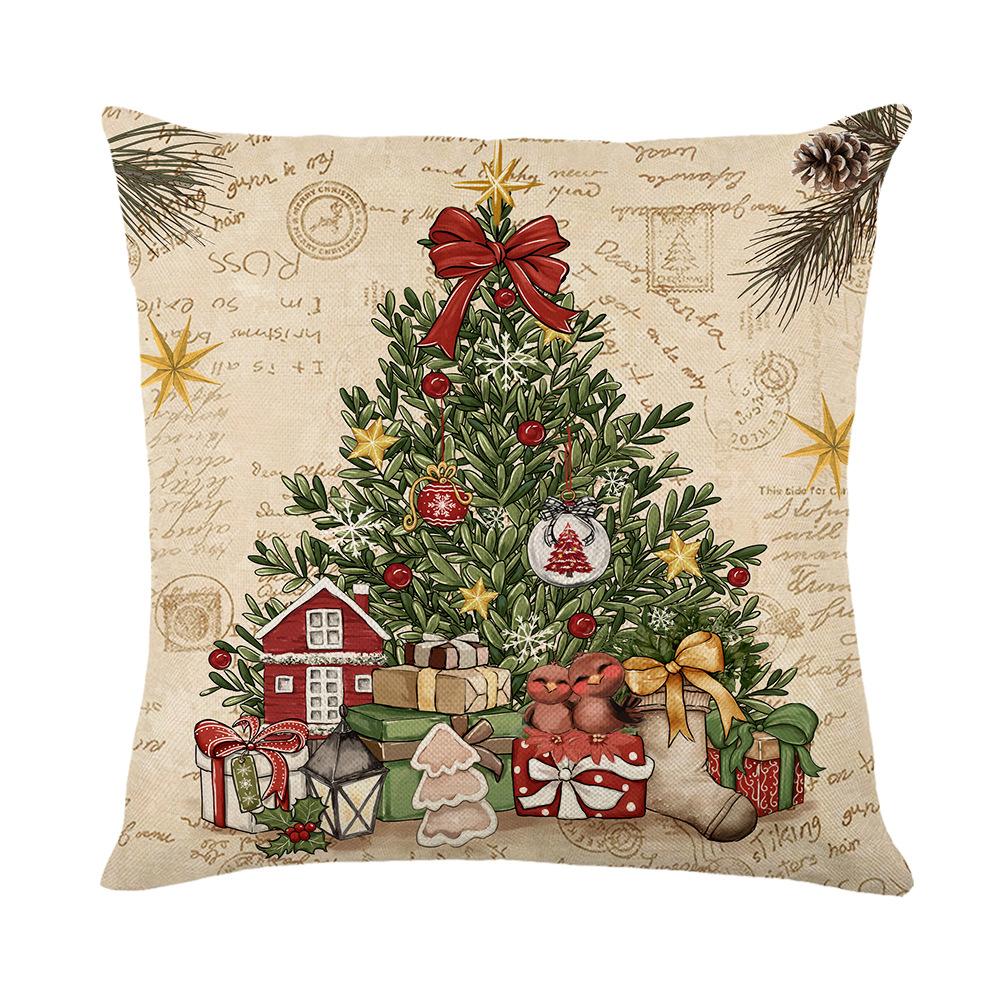Christmas Pillowcases Holiday Decorations Living Room Sofa Cushion Covers Bedroom Pillow Covers(Without Pillow Core)