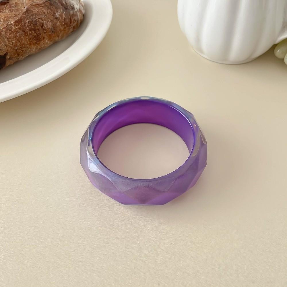 Bohemian Pearly Bracelet Geometric Wide Chunky Hand Ring Unique Colorful Resin Bangle Girls