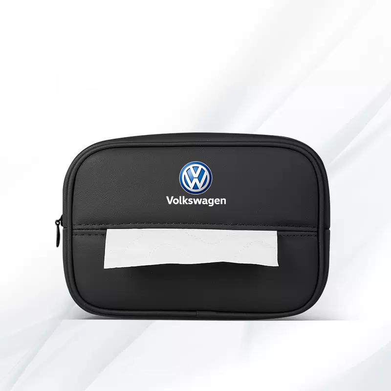 W151Car Tissue Box Car Interior Accessories For Volkswagen Golf Passat B6 Amarok T5 Tiguan Leather Tissue Storage Bag Kleenex Case