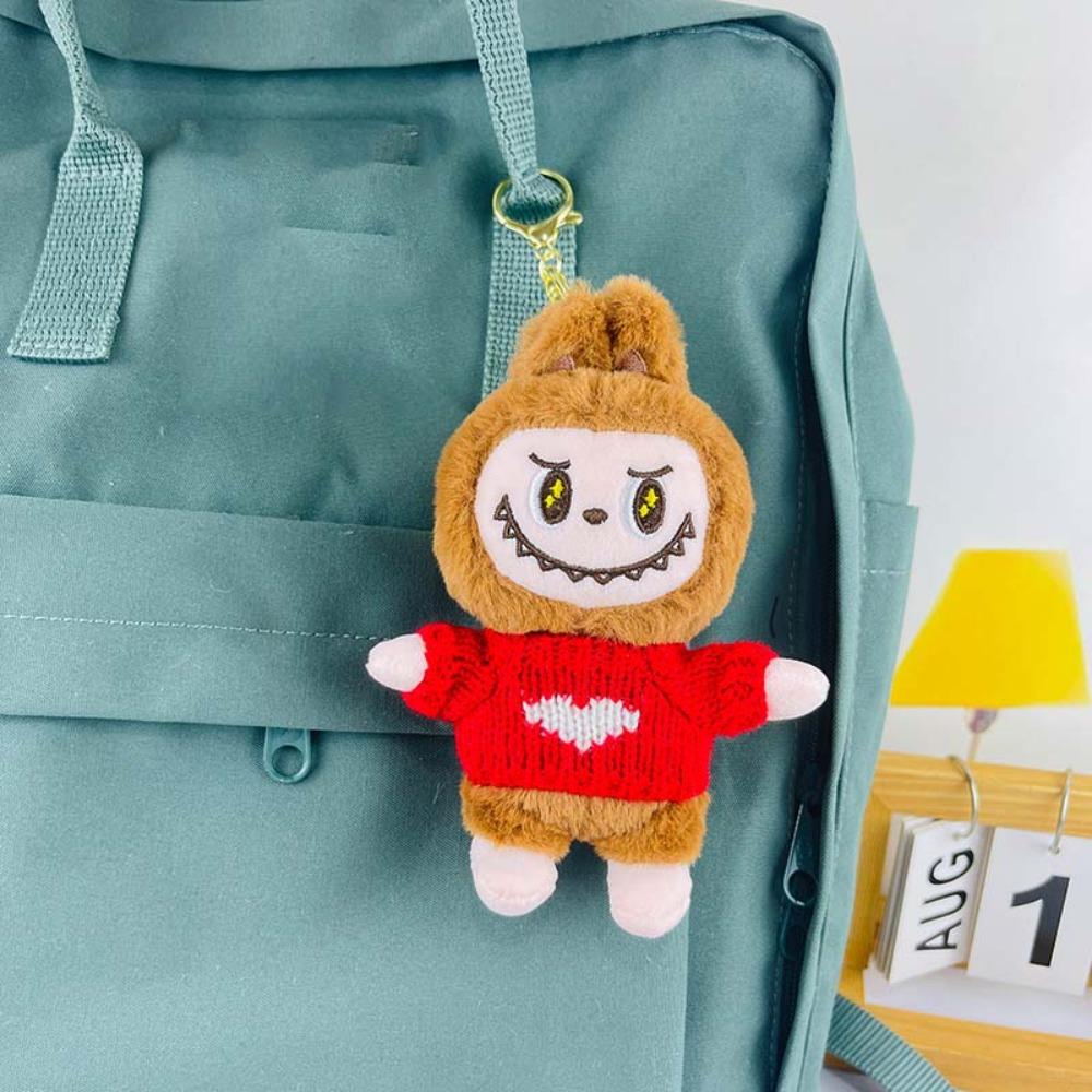 

Fluffy Labubu Plush Stuffed Doll Soft Cartoon Cross Dressing Keychain Kids коричневий