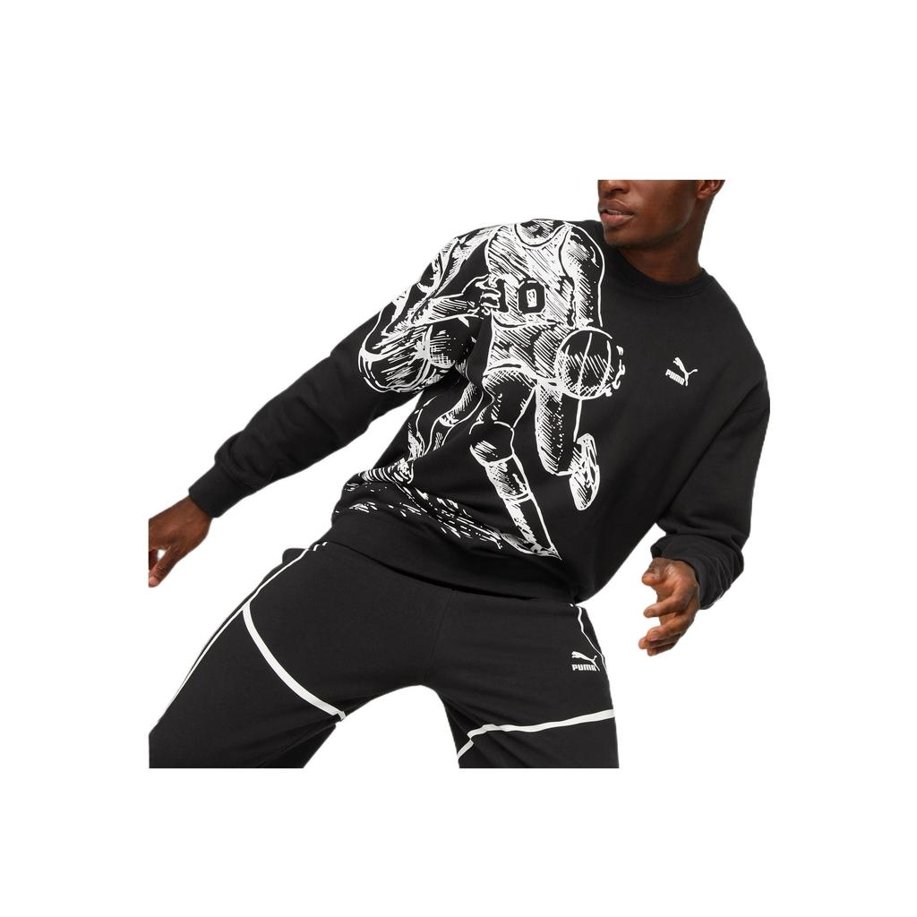 Puma X Joshua Co-Branded Logo Crew Neck Sweatshirt Men Tops Black 536302-01