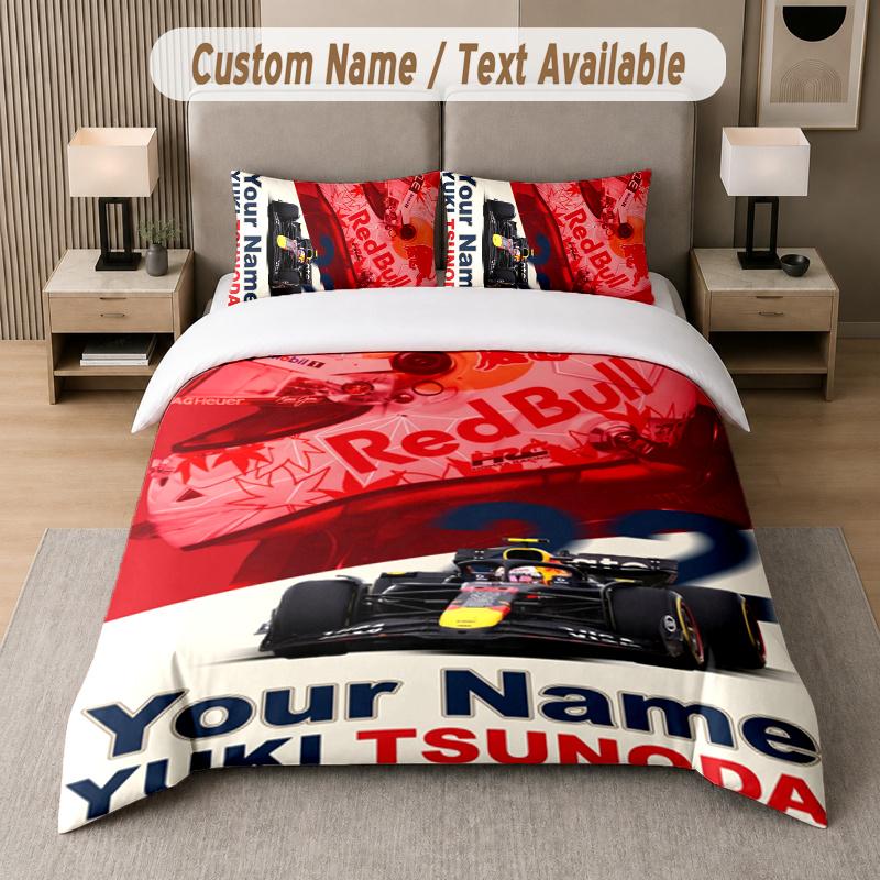 Custom Name Yuki Tsunoda 3Pcs Duvet Cover Set Personalized Text Bedding Pillowcases Bedroom