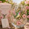 Transparent Garden Glass Tea Cup Gold Rimmed Milk Decorative Tumbler Hummingbird Joy Tea Cup
