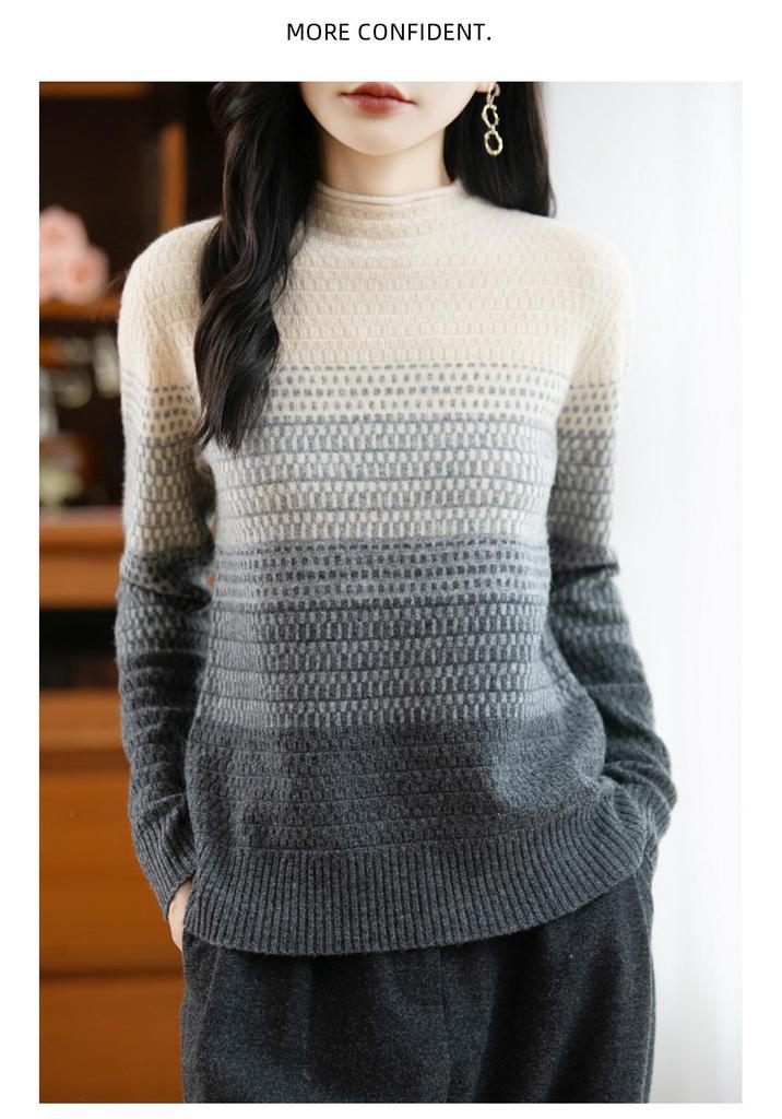100% Pure Wool Half-High Neck Autumn/Winter Sweater: Soft, Thick, and Stylish Women's Base Layer Pullover