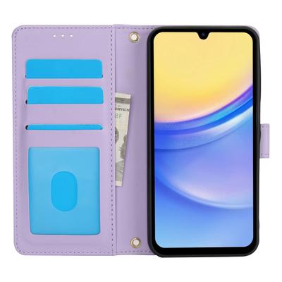SY-003 For Samsung Galaxy S24 FE Case PU Leather Stand View Phone Wallet Cover with Hand Strap