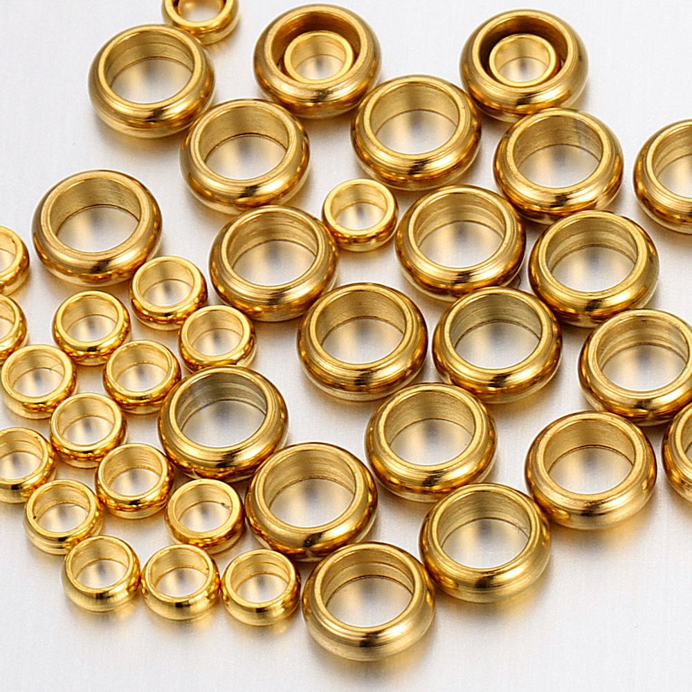 50 stuks Goudkleurig Roestvrij Staal Rond Stopper Spacer Kralen Krimp Eindkralen voor DIY Ketting Sieraden Maken Benodigdheden Groothandel