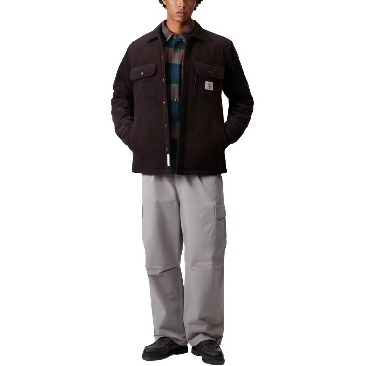 Carhartt WIP Solid Color Ribbed Collar Single-Breasted Loose Long Sleeve Jacket Men jackets I028827-33H-XX