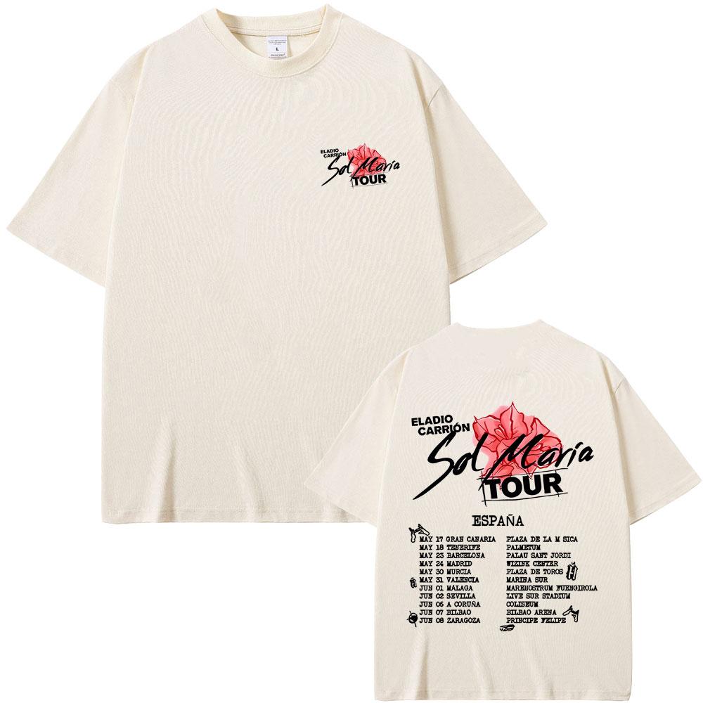Rapper Eladio Carrion Sol Maria Tour T Shirts Unisex Unisex Hip Hop Vintage Oversized T-shirts Unisex's Casual Crewneck Cotton T-shirt