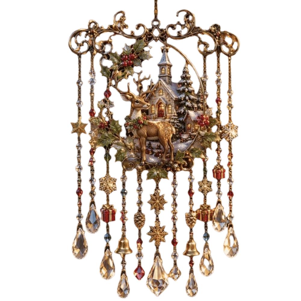 Clopoțel de vânt de Crăciun din acril Ren Om de zăpadă Pasăre Ornamente de agățat de Crăciun Moș Crăciun Decorațiune pentru casă Pandantiv din cristal pictat